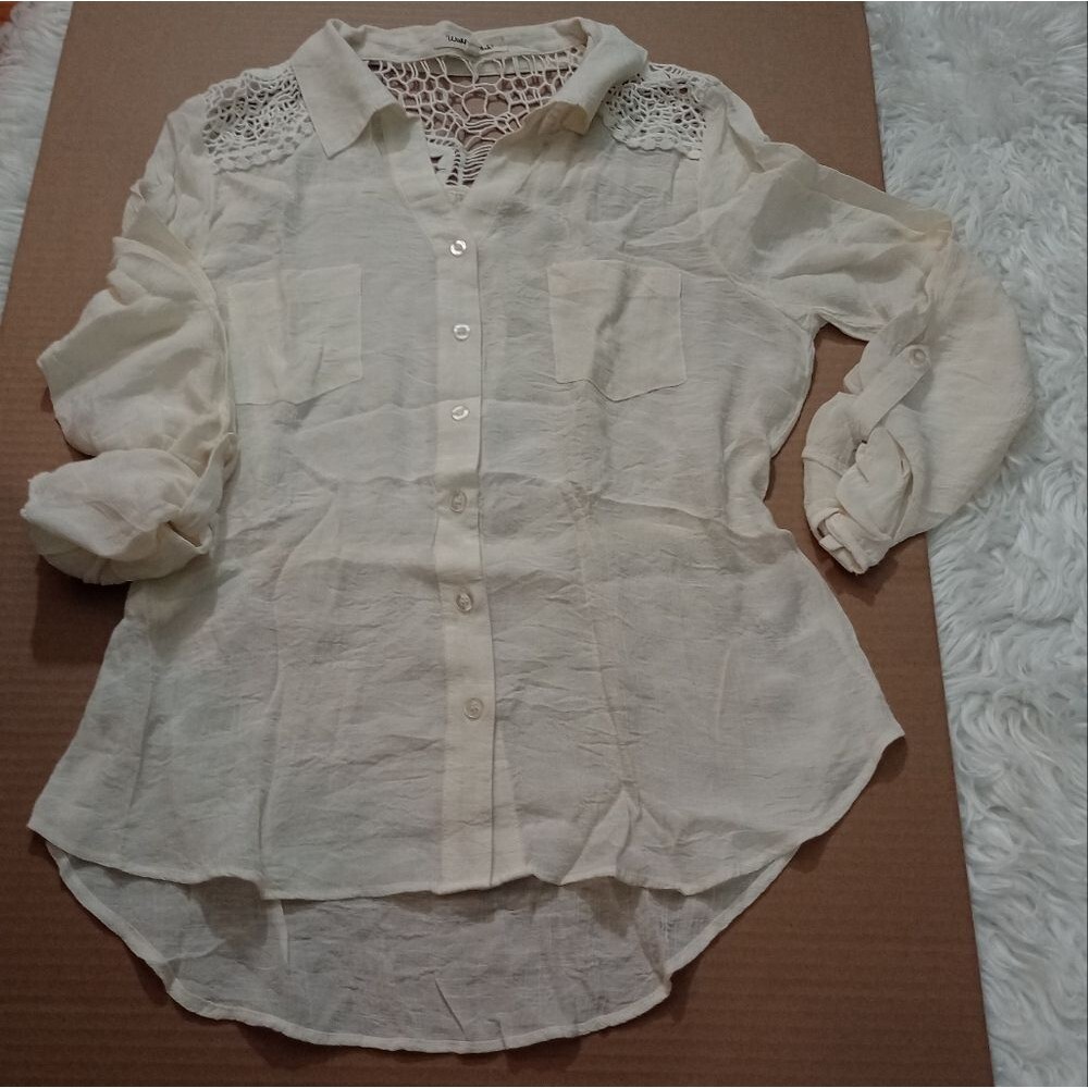 Wishful park whiteoff Long sleve bottom dow womens blouse